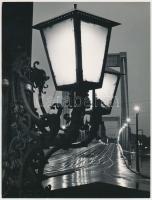 cca 1972 Tarnai János: Lámpagyújtás után, feliratozott vintage fotóművészeti alkotás, 24x18 cm / János Tarnai: After sunset, vintage photo with description on the verso, 24x18 cm