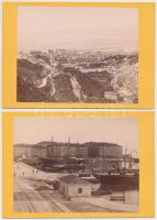 cca 1880 Fiume, látkép és kikötő, 2 db vintage fotó, 10x13 cm, karton 11x16 cm / Fiume(Rijeka), Croatia, 2 vintage photo, 10x13 cm