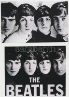 cca 1965 Beatles együttes, Fekete György (1904-1990) budapesti fényképész hagyatékában fellelt 2 db repró negatív modern nagyítása (ugyanaz a fotó, de az egyiken feketére retusálták a hátteret és a ruhákat is), 9x15 cm és 11x14 cm / cca 1965 The Beatles, 2 modern copies of vintage photos, 9x15, 11x14 cm