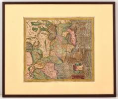 cca 1606 Gerhard Mercator (1512-1594) - (Hondius kiadása): Ultoniae orientalis pars. Militaria Irlandica - Írország keleti részének térképe. Színezett rézmetszet, szép állapotban, igényes üvegezett keretben. / Mercator - Hondius: Map of Ireland, Eastern Part. Handcolored etching. 40x36 cm In glazed frame 63x52 cm
