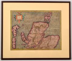 cca 1606 Gerhard Mercator (1512-1594) - (Hondius kiadása): Scotiae Regnum - Skócia térképe. Színezett rézmetszet, szép állapotban, igényes üvegezett keretben. / Mercator - Hondius: Map of Scotland, Handcolored etching 46x36 cm In glazed frame 63x52 cm