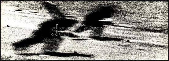 cca 1975 Balás István: Gyorskorcsolyázók, feliratozott vintage fotóművészeti alkotás, a magyar fotográfia avantgarde korszakából, 14x39 cm
