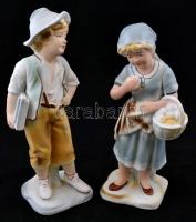 Arpo 2 db figura, kézzel festett bisquit porcelán, jelzett, hibátlan,m:25 és 28 cm