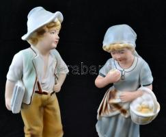 Arpo 2 db figura, kézzel festett bisquit porcelán, jelzett, hibátlan,m:25 és 28 cm