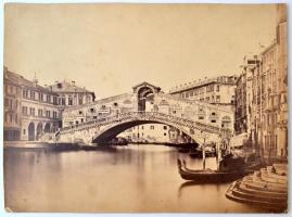 cca 1880 Velence, vintage városfotó, kasírozva, 24x33 cm / cca 1800 Venice, Italy, vintage photo, 24x33 cm