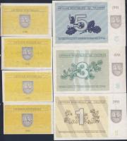 Litvánia 1991. 0.10T,0.20T (2x),0.50T,1T,3T,5T,10T,25T,50T,100T T:I