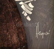 Herpai Zoltán (1951-2011): Női portré. Olaj, farost, jelzett, fa keretben, 30×30 cm