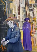 Herpai Zoltán (1951-2011): Boltív. Olaj, farost, jelzett, fa keretben, 40×50 cm