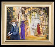 Herpai Zoltán (1951-2011): Boltív. Olaj, farost, jelzett, fa keretben, 40×50 cm