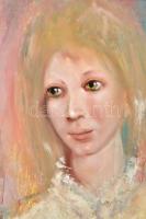 Kárpáti Éva (1936-): Női portré. Olaj, farost, jelzett, keretben 42×35  cm