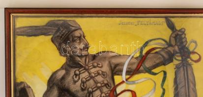 1919 Pesti Hírlap - Feltámadt 1919 máj-okt. Nagyméretű hazafias propaganda plakát terv. Tary Lajos (...