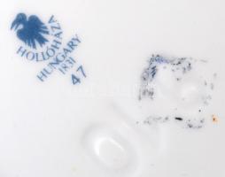 Hollóházi Szász Endre által tervezett porcelán váza és tálka, matricás, hibátlan, jelzett, m:20 cm, ...