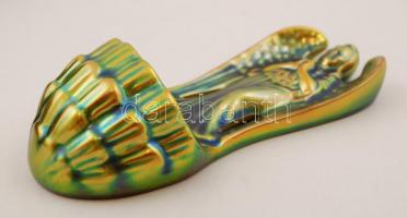 Zsolnay eozin mázas szenteltvíztartó, jelzett, hibátlan, 17×7 cm