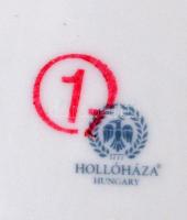 Hollóházi matricás váza és füles tálka, jelzett, hibátlan, 19×16 cm, m:22 cm