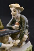 Hamis zsugázók, kézzel festett bisquit porcelán, jelzés nélkül, hibátlan, m:13 cm, h:18 cm