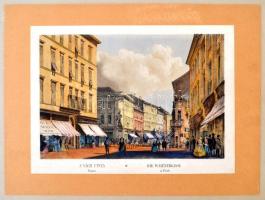 Rudolf Alt (1812-1905): Buda-Pest előadva Alt Rudolf által c. könyv 16 kőnyomatos városképe egyedi készítésű albumban. Jacob és Rudolf Alt munkái nagy hatással voltak a magyar városábrázolás alakulására. Különösen Rudolf részletes, pontos rajzai, festői hatású városképei töltöttek be jelentős ösztönző szerepet a hazai városkép-lithographia fejlődésében. Magyar szempontból ez az egyik legfontosabb művük, a fővárosról megjelent első önálló képes album. A kőnyomatokat Rudolf Alt rajzai nyomán Franz Xaver Sandmann készítette. 16 db szép állapotú, tiszta nyomat. 25x19 cm /   1846 16 lithographic views of Budapest from Rudolf Alt in album. All in nice condition.