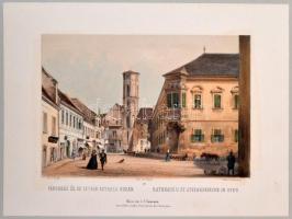 Rudolf Alt (1812-1905): Buda-Pest előadva Alt Rudolf által c. könyv 16 kőnyomatos városképe egyedi k...