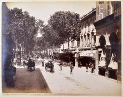 cca 1890 Nice, Cannes, Monaco, Monte Carlo. 19 db nagyméretű keménytáblás városképes fotót tartalmazó fotó album, igényes aranyozott egészvászon kötésben szép állapotban, kompletten. /  cca 1890 Nice, Cannes, Monaco, Monte Carlo. Exclusive photo album containing 19 large town view photos. In full linen binding. In nice contition. 35x26 cm