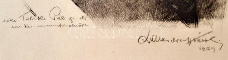 Széki Teleki Pál gr. dr. m. kir miniszterelnök portréja. Jelzett algráfia. 28x37 cm