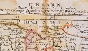 cca 1700 Johann Hofmann: Magyarország és a környező államok. Színezett rézmetszet. Megjelent: Atlas ...