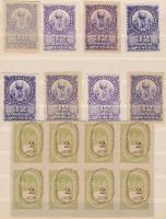 Budapest városi okmánybélyegek próbanyomatai, 60 db, közte összefüggések / 60 proofs of Budapest mun...