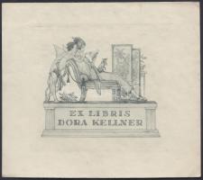 Alfred Hagel (1885-1945): Ex libris Dora Kellner. Klisé, papír, jelzett a klisén, 10×10 cm