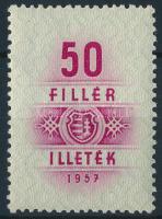 1957 Illetékbélyeg 50f Kossuth címerrel, ritka! (350.000) / Fiscal stamp with the old coat of arms, rare!