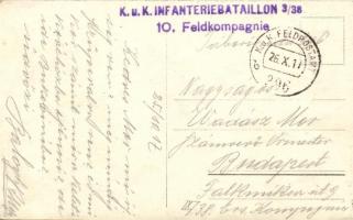 1917 Beim Boden in den Waldkarpathen "K.u.K. Infanterie Bataillon 3/38, 10. Feldkompagnie"...