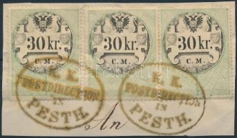 ~1854 3 db okmánybélyeg / 3 fiscal stamp K. K. POSTDIREKTION IN PESTH
