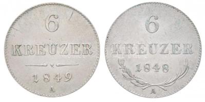 Ausztria 1848A 6kr Ag (2,25g) + 1849A 6kr Ag (1,92g) T:1-,2 /  Austria 1848A 6 Kreuzer Ag (2,25g) + 1849A 6 Kreuzer Ag (1,92g) C:AU,XF Krause KM#2199,2200