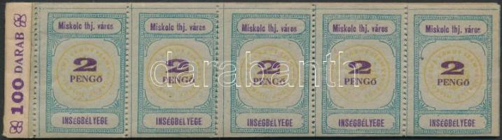 1945 Miskolc ínségbélyeg 2P 100 db-os teljes füzet (200.000) / Miskolc famine stamp 2P complate booklet of 100