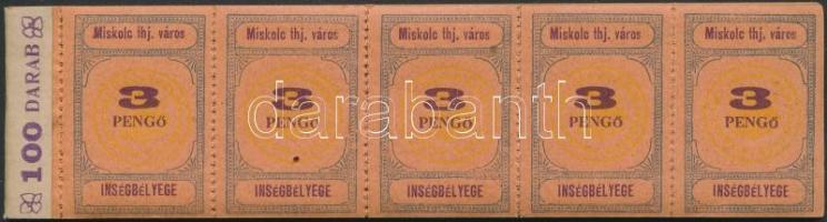 1945 Miskolc ínségbélyeg 3P 100 db-os teljes füzet (250.000) / Miskolc famine stamp 3P complate booklet of 100
