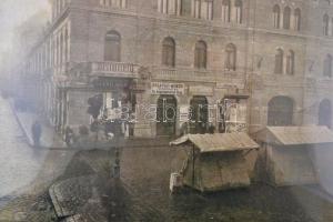 2 db. Hunyadi téri vásárcsarnok nyomat, modern másolat, képkeretben, 29x34 cm