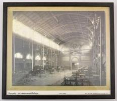 2 db. Hunyadi téri vásárcsarnok nyomat, modern másolat, képkeretben, 29x34 cm