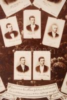 1896 Fogarasi m. kir. állami felsőkereskedelmi iskola végzős diákjai, kistabló 14 feliratozott portr...