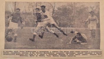 cca 1953 Újságkép kivágások sporttal kapcsolatban, nagyrészt fociról, füzetbe ragasztva, 20x14cm