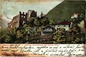 Merano, Meran; Schloss Brunnenburg, Schloss Tirol / castles (kis szakadás / small tear)