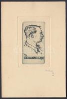 Nagy Árpád (1894-1959): Drahos István 1937. Rézkarc, papír, jelzett, 5×3 cm