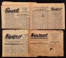 1955-57 Focival kapcsolatos újságok, Népsport és Sport,  10db egész és töredék számok, különböző minőségben