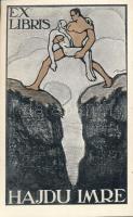 Bíró Mihály (1886-1948) : Ex libris Hajdú Péter. Klisé, papír, jelzett a klisén, 11×6 cm