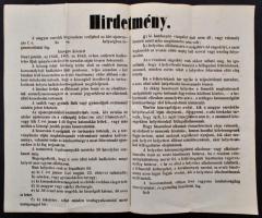 cca 1860 Újoncozási hirdetmény a magyar ezredek kiegészítésére, 34x42cm