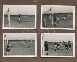 1938 Egy futballmérkőzés képei, 8 db albumlapra ragasztott fotó, 6x9 cm