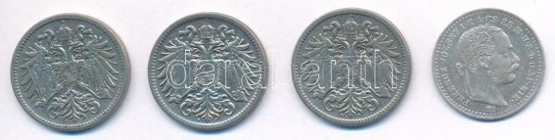 Vegyes: 1870KB 10kr Ag "Váltó Pénz" + Ausztria 1895-1909. 10h Ni (3x) T:2,2-