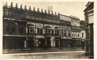 Eperjes, Presov; Rákóczi ház, Undrich Spira Henrik, Markus Becker, Filip Schwarcz, Goldberger üzletei / Rákóczi house, shops