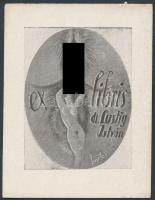 Bartos László (1902-1943): Pornográf ex libris. Klisé, papír, jelzett a klisén, 7,5×5,5 cm