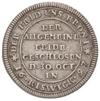 Német Államok / Württemberg 1697. "Rijswijki béke" Ag zseton. Készítő: Eberhard Ludwig (16...