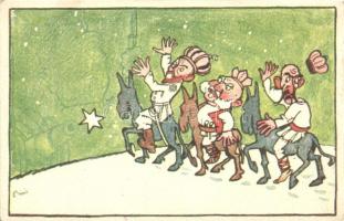 Humoros világháborús grafikai lap, kiadja a Magyar Földrajzi Intézet Rt. / Hungarian military, WWI propaganda, humour s: Bíró