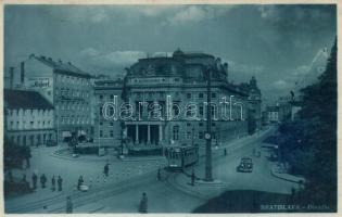 Pozsony, Pressburg, Bratislava; Színház, villamos / divadlo / theatre, tram