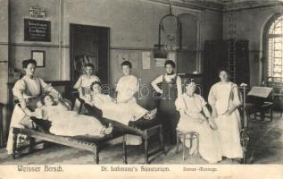Dresden, Weisser Hirsch; Dr. Lahmanns Sanatorium, Damen Massage / sanatorium, interior (EB)
