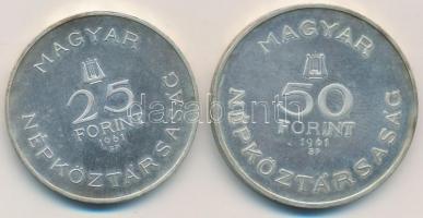 1961. 25Ft Ag + 50Ft Ag "Bartók Béla" T:1-
Adamo EM12, EM13